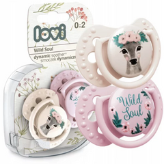 LOVI Dynamic Soother Glow in Dark Silicone 0-2m Dummy 2 pcs Girl wild soul - MyHappy Baby