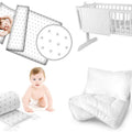 Baby Bedding Set 5pc Nursery Cotton Pillow Duvet Bumper 70x80cm Small Grey Stars On White