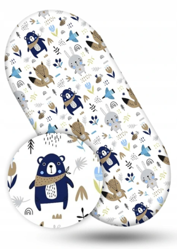 80x38cm Fitted Sheet for Baby Moses Basket Pram 100% Cotton  BOHO Animals Navy