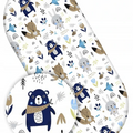 80x38cm Fitted Sheet for Baby Moses Basket Pram 100% Cotton  BOHO Animals Navy