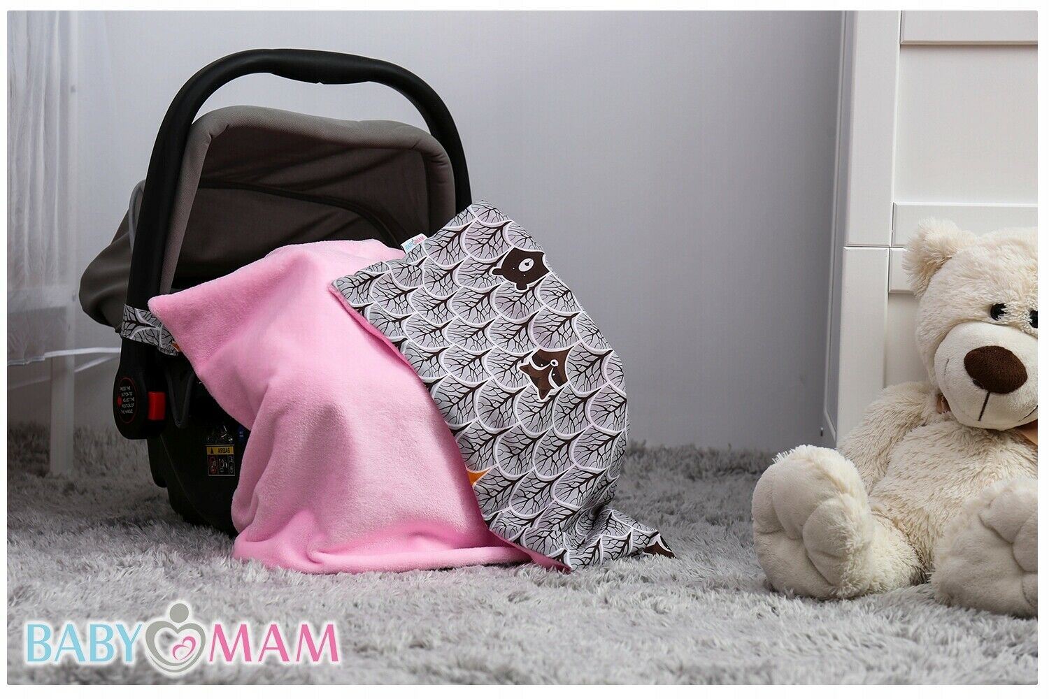 Car Seat Kids Baby Swaddle Travel Cotton Blanket 75X50cm Soft Wrap Double Sided Pink-Fox In The Forest