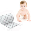 Padded Bumper To Fit Baby Cot Bed All-Round Cotton 420cm Big Stars With White