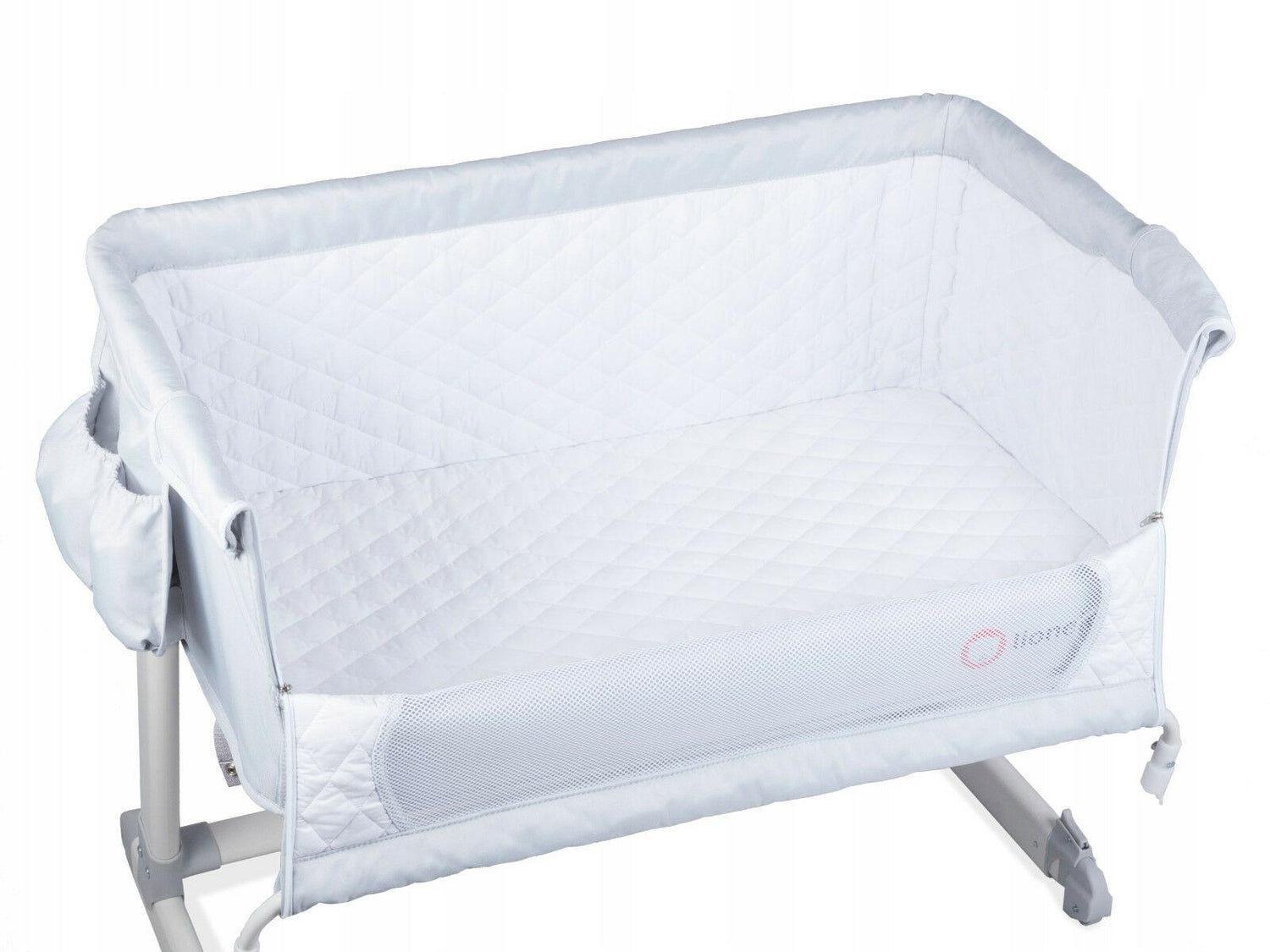 Baby Bedside Crib Portable Foldable Travel Cot Mattress Mosquito Net Theo Lionelo Light Grey - Concrete