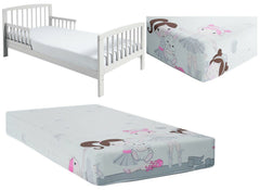 Baby Fitted Junior Bed Sheet Printed 100% Cotton Mattress 160X70cm Ballerina Grey - MyHappy Baby