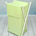 Laundry Basket with white wooden frame and storage removable linen GREEN