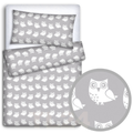 Bedding Set 4Pc Fit Kids Junior Bed 150X120 Owls Grey