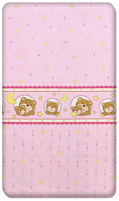 Baby Fitted Cot Bed Sheet Printed 100% Cotton Mattress 140X70cm Window Pink - MyHappy Baby
