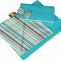 Warm Baby Blanket Dimple Quilt Pillow 100X75cm Turquoise - Brown Stripes