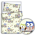 Bedding Set 4Pc Fit Kids Junior Bed 150X120 Owls Cream