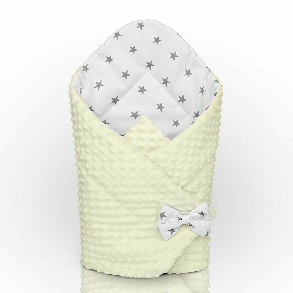 Baby Swaddle Wrap Newborn Dimple Cotton Infant Bedding Cream/ Small Stars On White