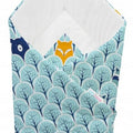 Baby Swaddle Wrap Newborn Bedding Blanket 100% Cotton Sleeping Bag Fox In Forest Turquoise