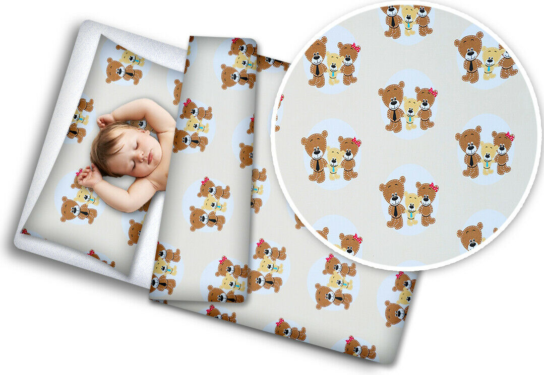 Bedding Set 4Pc Fit Kids Junior Bed 150X120 Bear Family