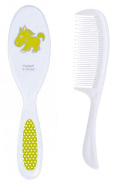 Hair Brush And Comb Canpol Grooming Set Soft Gentle 2 In 1 Green Pony - MyHappy Baby