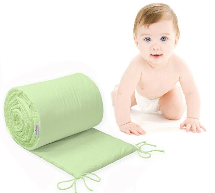 Padded Bumper To Fit Baby Cot Bed All-Round Cotton 420cm Green