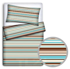 Baby 4Pc Bedding Set Pillow Duvet Quilt Fit Cotbed 140X70cm Brown Stripes - MyHappy Baby