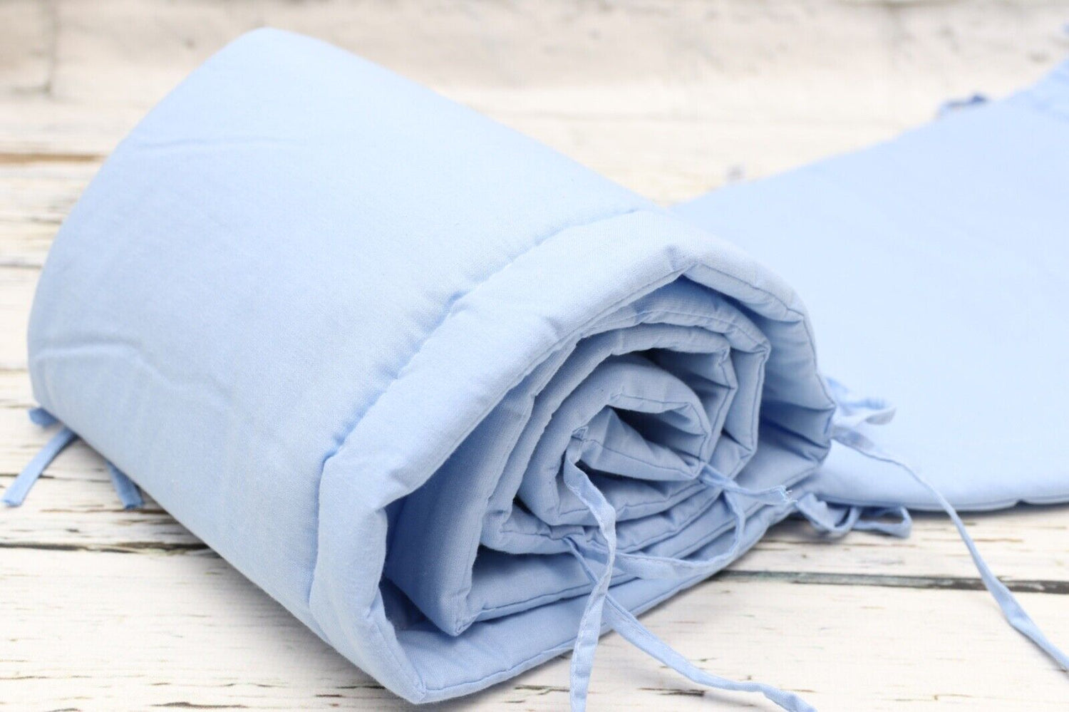 Padded Cot Bumper To fit Baby cot 120x60cm All-round 100% Cotton 360cm Blue