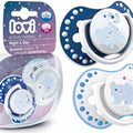 LOVI Dynamic Soother Silicone 0-3m Glow In The Dark Dummy 2 pcs Elephant blue
