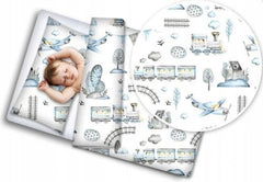 Baby Bedding Set 5Pc Bumper All around Cotton to Fit Cot 120x60cm Retro Locomotive - MyHappy Baby