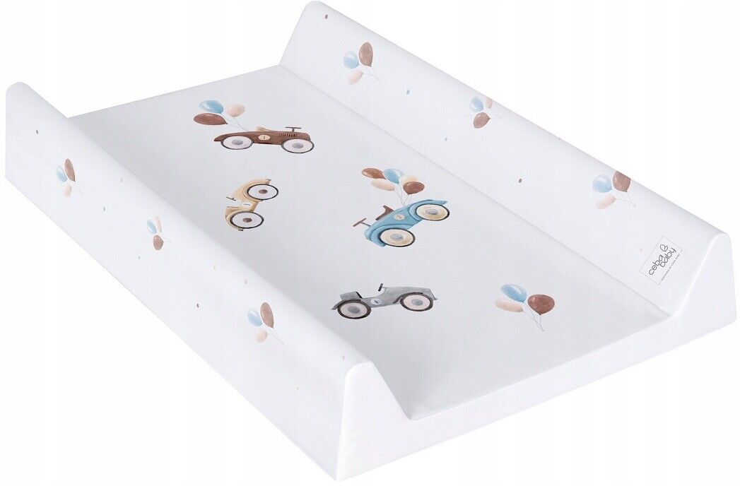 Baby Changing mat Hard Base Nursery Padded 70x50cm Fit Cot Retro Cars