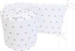 Baby Bedding Set 6pc All-round Fit Cot bed 140x70 Small Grey Stars - MyHappy Baby