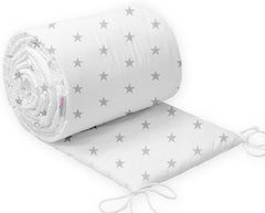 Baby Bedding Set 3pc All-round Bumper Fit Cot bed 140x70 Small Grey Stars - MyHappy Baby