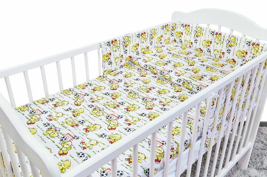 Baby  Bedding Set 2pc Cotton Pillow Case +Duvet Cover 135x100 Football teddy bear