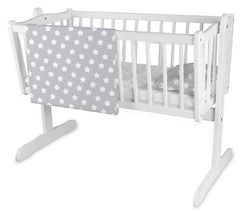 Baby Bedding Set 5pc Nursery Cotton Pillow Duvet Bumper 70x80cm Big White Stars On Grey - MyHappy Baby