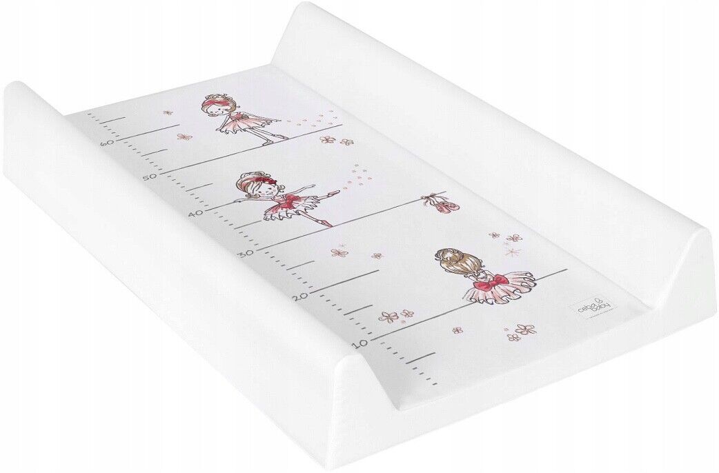 Baby Changing mat Hard Base Nursery Padded 70x50cm Fit Cot Ballerina white