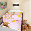 Baby 3Pc Bedding Set Pillow Duvet Bumper Fit Cotbed 140X70cm Ladder Pink