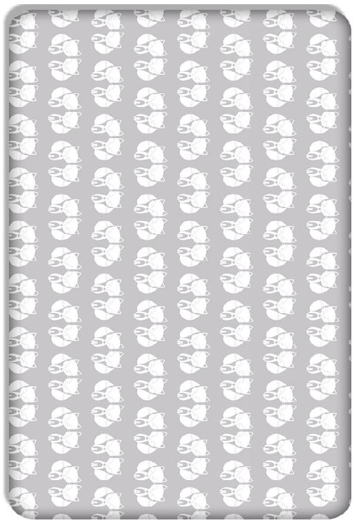 Baby Fitted Toddler Bed Sheet Printed 100% Cotton Mattress 160X80cm Fox Grey