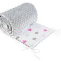 Baby dimple padded bumper nursery protection fit cot bed 140x70 190cm Grey / Pink grey stars