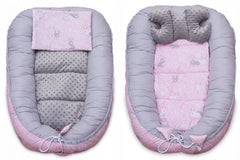 Baby 6pc Double-sided soft infant Cocoon Bunny Pink/ Grey - MyHappy Baby