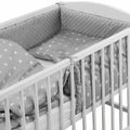 Baby 6Pc Bedding Set Pillow Duvet Bumper Fit Cot 120X60 Dimple Grey / Small White Stars On Grey