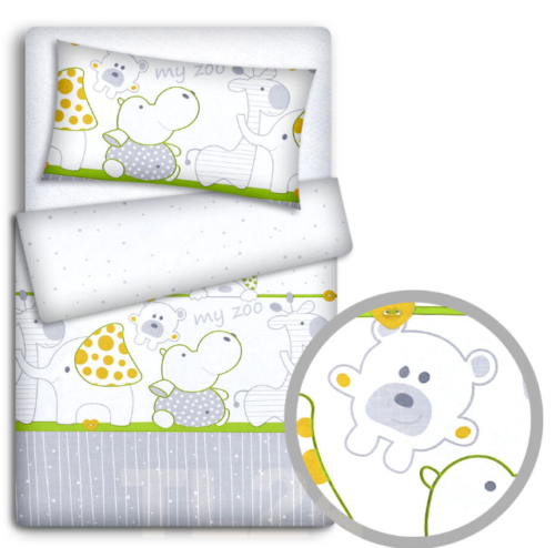 Bedding Set 4Pc Fit Kids Junior Bed 150X120 Zoo Green