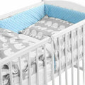 Baby 6Pc Dimple Bedding Set Pillow Duvet Quilt Sheet Bumper Fit Cotbed 140X70cm Dimple Blue/ Grey Elephants