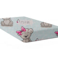 100% cotton fitted sheet printed design for baby crib 90x40cm Teddy girl mint