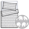Bedding Set 4Pc Fit Kids Junior Bed 150X120 Elephants Grey
