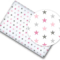 100% cotton fitted sheet printed design for baby crib 90x40cm Grey pink stars