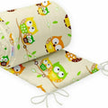 Baby Padded Bumper 100% Cotton To Fit Crib All Round 260cm Owls Cream