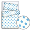Bedding Set 4Pc Fit Kids Junior Bed 150X120 Big Turquoise Stars