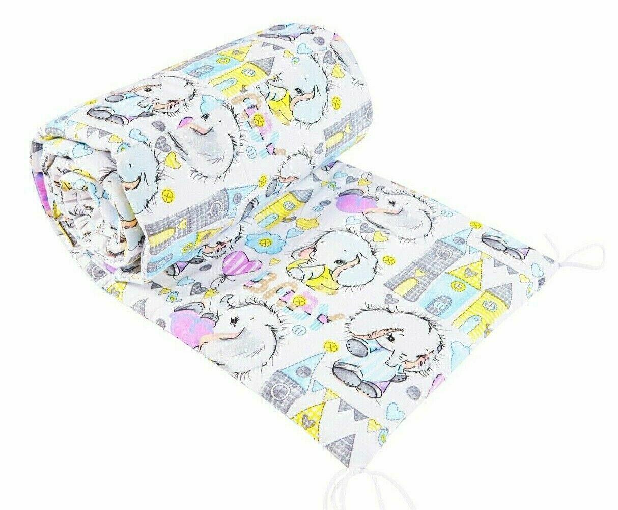 Padded Bumper To Fit Baby Cot Bed All-Round Cotton 420cm Little Elephant