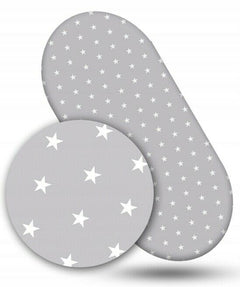 Cotton Fitted Baby Sheet Fit Moses Basket Pram 80X38cm Small White Stars On Grey - MyHappy Baby