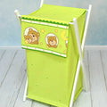 Laundry Basket with white wooden frame and storage removable linen Window Green