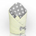 Baby Swaddle Wrap Newborn Dimple Cotton Infant Bedding Cream/ Big Stars On Grey