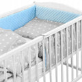 Baby 3Pc Dimple Bedding Set Pillow Duvet Bumper Fit Cotbed 140X70cm Dimple Blue/ Small White Stars On Grey