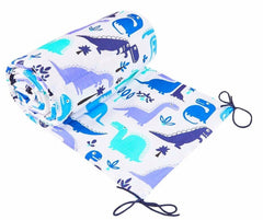 Baby 5Pc Bedding Set Pillow Duvet Quilt All-Round Bumper  Fit Cotbed 140X70cm Dinosaurs Blue - MyHappy Baby
