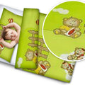 Baby 4Pc Bedding Set Pillow Duvet Quilt Fit Cotbed 140X70cm Teddy Cloud Green