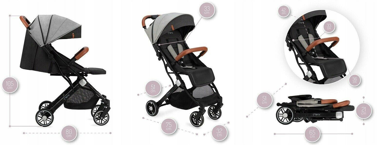 Baby Stroller Lightweight Maneuverable Folded Pushchair Buggy Momi Estelle Grey