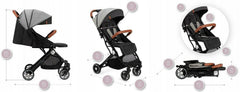 Baby Stroller Lightweight Maneuverable Folded Pushchair Buggy Momi Estelle Grey - MyHappy Baby