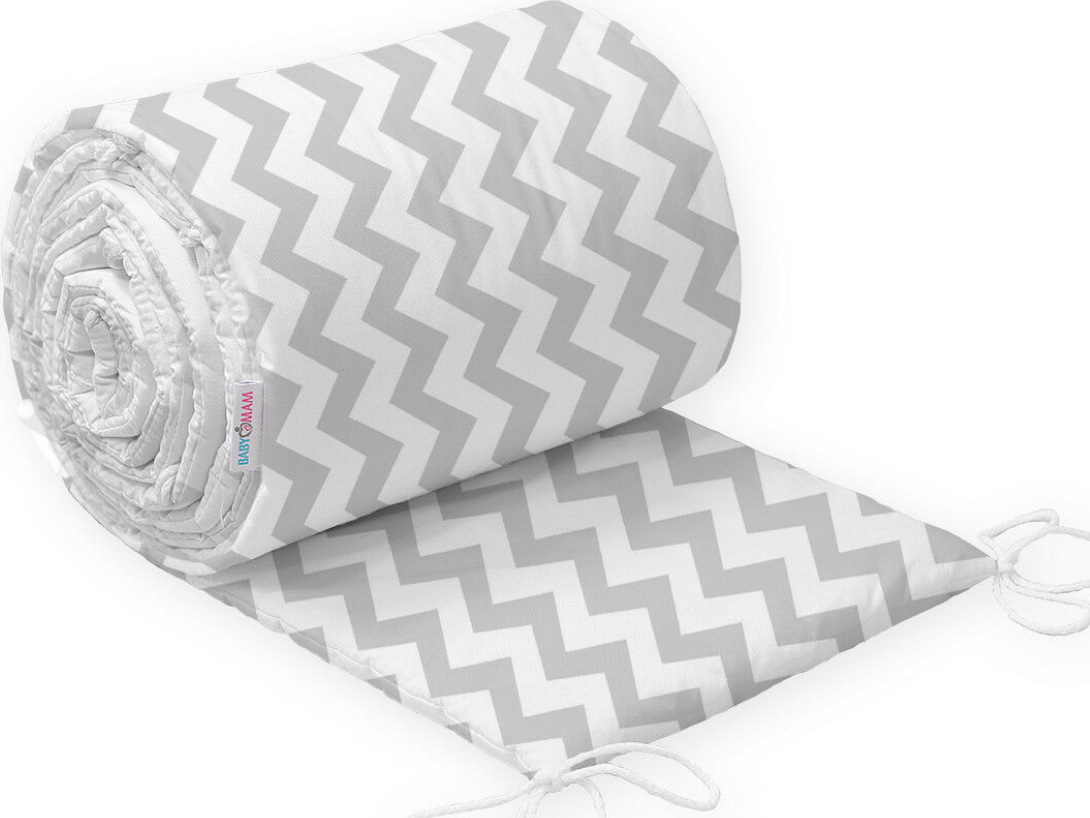 Baby Bedding Set 3pc bumper all around Cotton to Fit Cot 120x60 Zig Zag